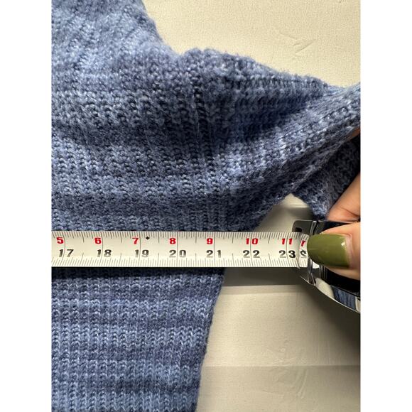 Aerie Blue Half Zip Waffle Knit Sweater XS โ Cozy Chunky Collared Pullover - Picture 6 of 10